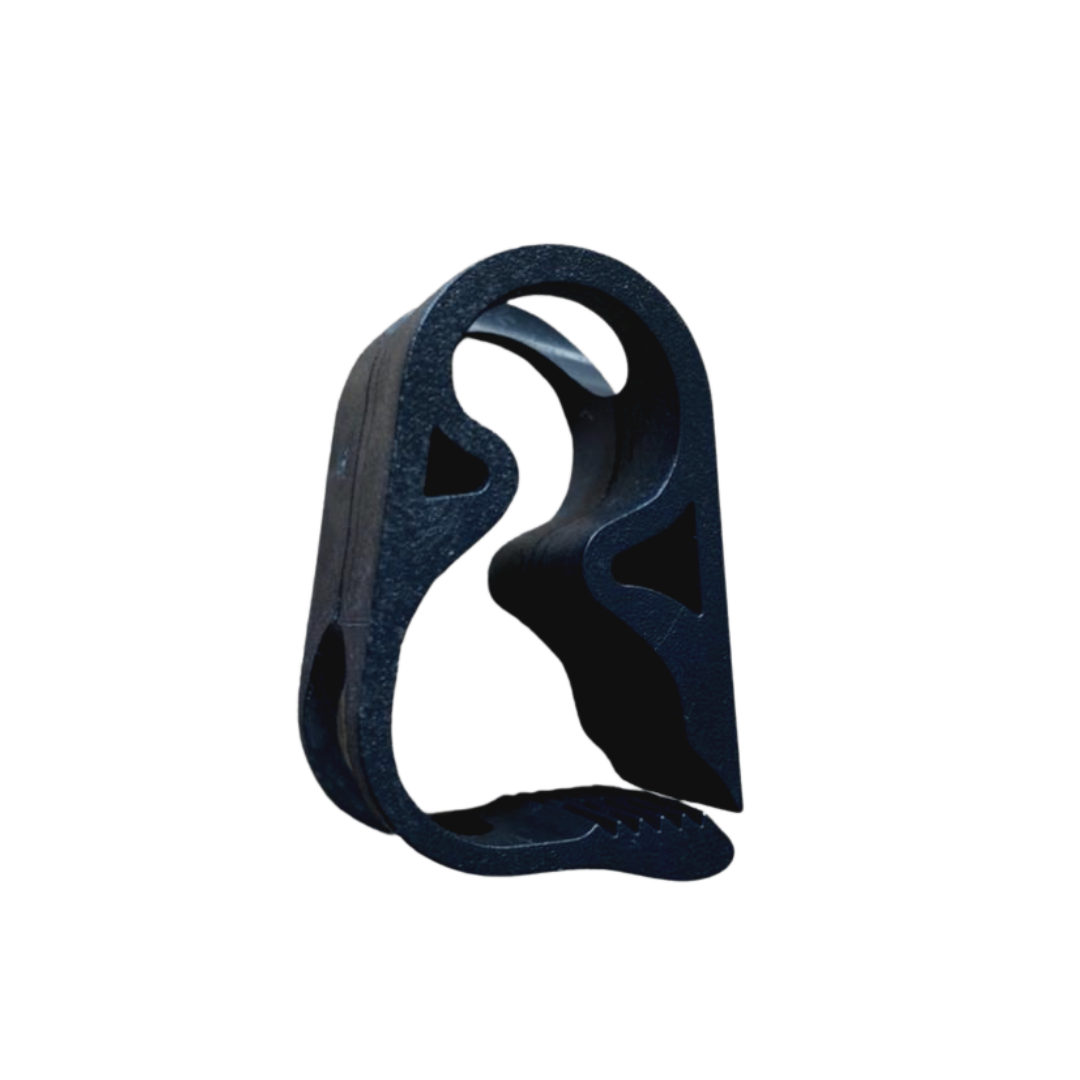 Image of the clamp on the Weasy Bag tube that controls urine flow